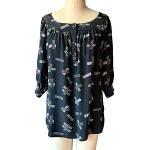 Urban Outfitters Lux Silk Pattern Black Tunic Top Dark Fairy Witchy Whimsigoth